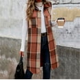 thumbnail image 6 of Yigetop Vest Tops for Women Flannel Vest for Women 2024 Fall Plaid Lightweight Lined Long Fashion Casual Elegant Jacket with Pockets Vests for Women 2024 Trendy orange XL, 6 of 7