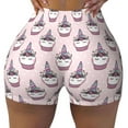 thumbnail image 2 of Lsque Cute Cupcake Pattern High Waisted Biker Shorts for Women-Tummy Control Fitness Athletic Workout Running Yoga Gym Shorts,Moisture-Wicking-Medium, 2 of 9