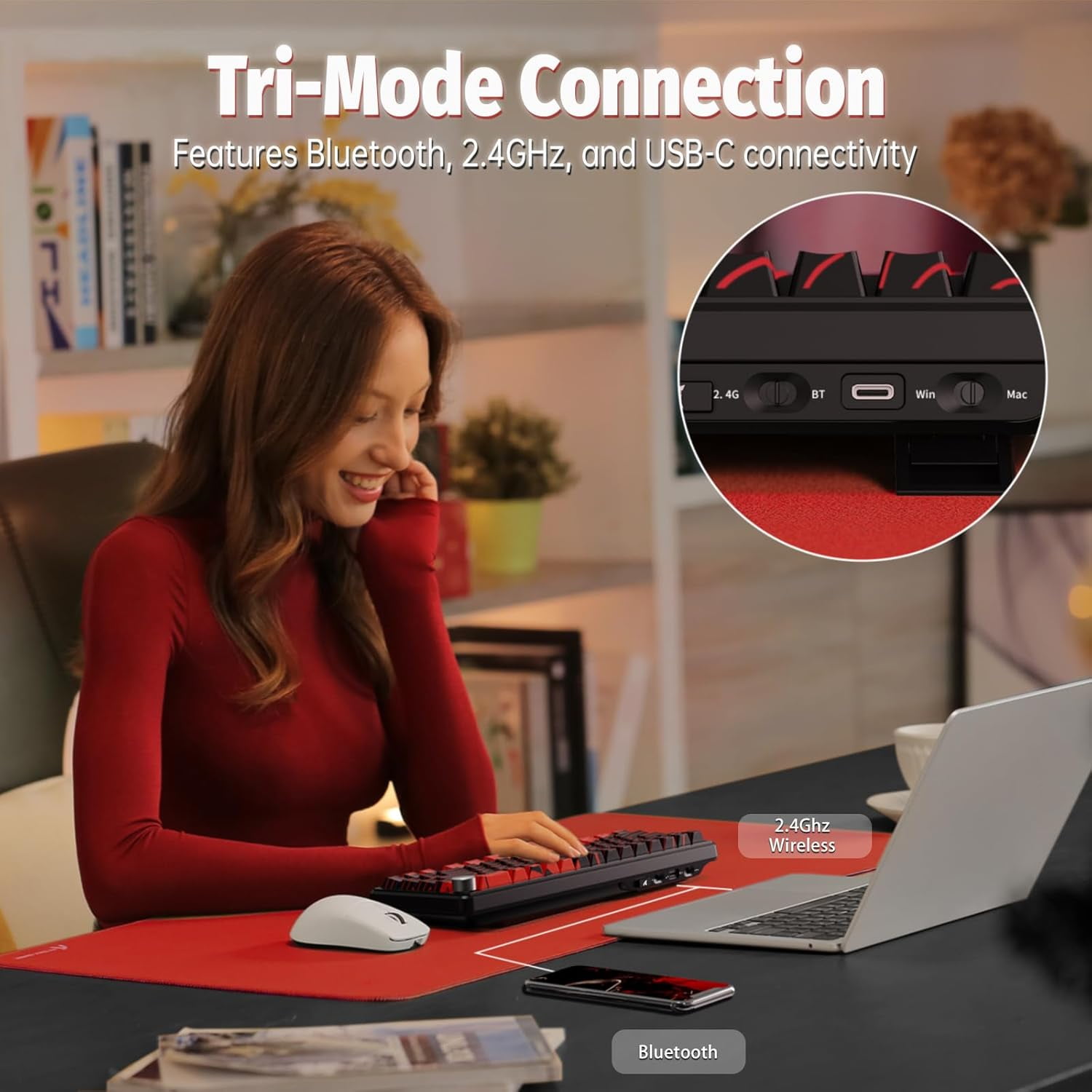 ATTACK SHARK X65PRO HE Rapid Trigger Magnetic Switches Keyboard with X11 Lightweight Mouse, Tri-mode Wireless Keyboard and Mouse Combo, 0.01mm RT Accuracy, 8K Polling Rate, 22K DPI - Red