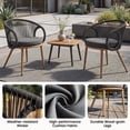 thumbnail image 5 of Dayalane Outdoor Dining Chairs Set of 6, Modern Rope Woven Patio Armchairs with Cushions, Wood-Look Metal Frame, All-Weather Furniture for Balcony, Backyard Bistro, Grey, 5 of 10