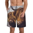 thumbnail image 2 of Uemuo Portrait Of Cow With Its Baby Cow Pattern Men's Swim Trunks Hawaiian Beach Bathing Suit Swimsuits Beach Quick-Dry Shorts with Pockets-, 2 of 9