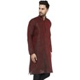 thumbnail image 3 of SKAVIJ Men's Indian Art Silk Kurta Casual Long Shirt Party Small Maroon, 3 of 6