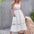 thumbnail image 2 of Vestido midi sin mangas con cuello cuadrado y ribete de encaje en color liso para mujer - Salidas de verano/eventos informales, 2 of 8