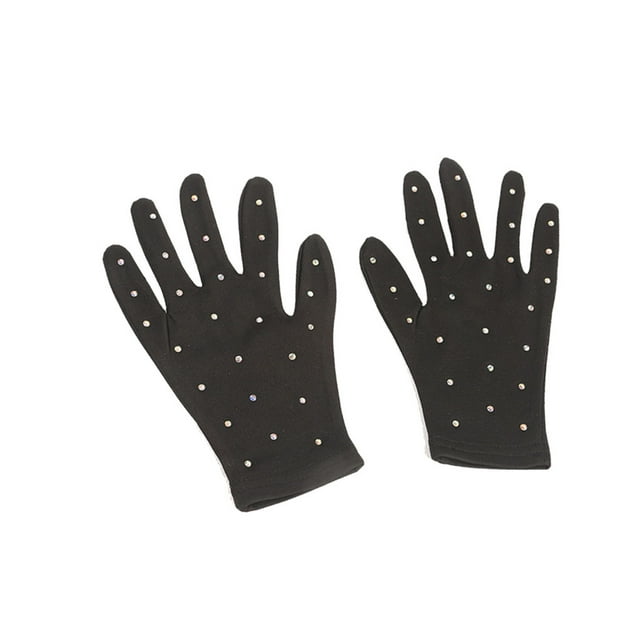 Minnieouse Guantes de muñeca de patinaje artístico brillante, mitones con diamantes de imitación transparentes, guantes de cristal cálidos, rendimiento Type10 NO10 Minnieouse AP011707-02