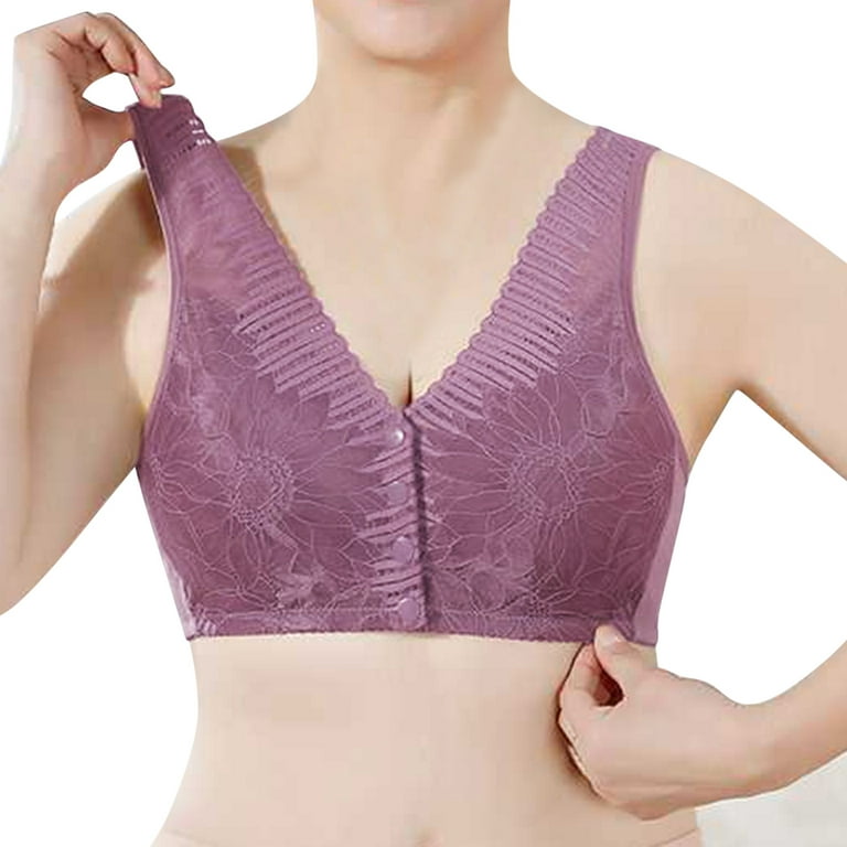LEEy-World Lingerie for Women Naughty Women's Plus Size Minimizer Bra for L  Bust Full Coverage Figure Non Padded Wirefree Purple,100D 