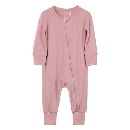 

2DXuixsh Long Sleeve Romper Baby Boy Baby Cotton Rompers Footless Pajamas Zipper Long Sleeve Sleeper Jumpsuit 12 18 Month Boy Pajamas Pink Size 12