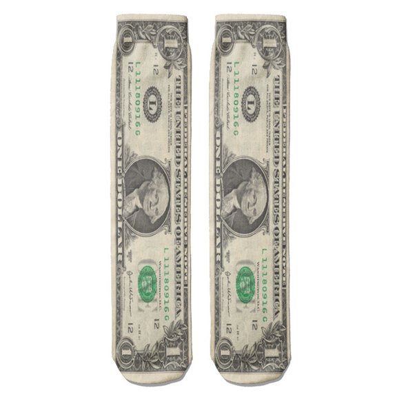 Men's Funny Unisex Novelty 3D Printed Middle Calf Socks Dollar Bill Money Patterned Middle Tube Socks Christmas Gift