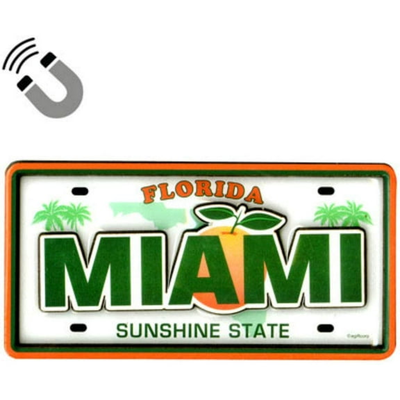 Miami Florida License Plate Dual Layer mdf magnet 2 x 4.5
