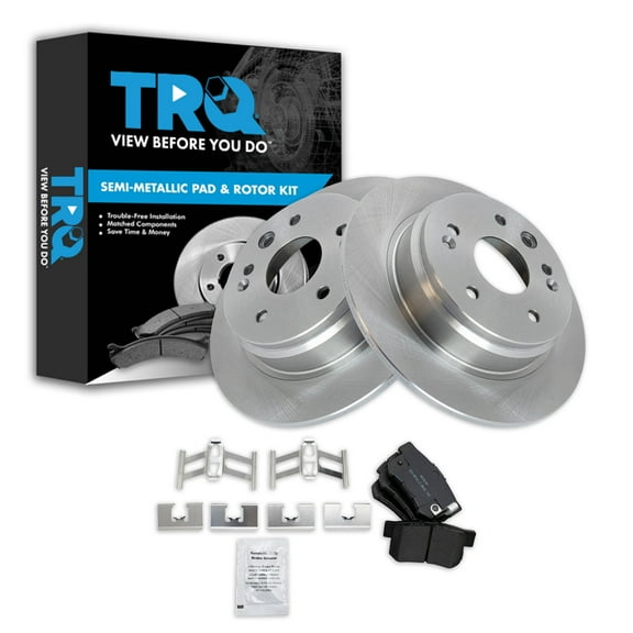 TRQ Rear Brake Pad & Rotor Kit Brake Pads Brake Rotor Semi-Metallic Fits Select 1999-2003 Acura TL