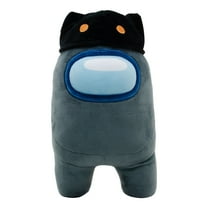 Among Us Official- 12-Inch Super-Soft Squishy Plush - Black with Cat Head Cap