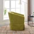 thumbnail image 4 of Swivel Barrel Chair, Linen Blend Single Sofa Chair with Pillow and Skirt, Round Accent Chair with Deep Seat and Metal Base, Leisure Club Chair for Living Room Bedroom Office, Olive Green, 4 of 9