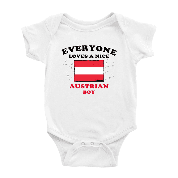 Everyone Loves a Nice Austrian Boy Baby Romper Bodysuit For Boy Girl (White, 6-12 Months)