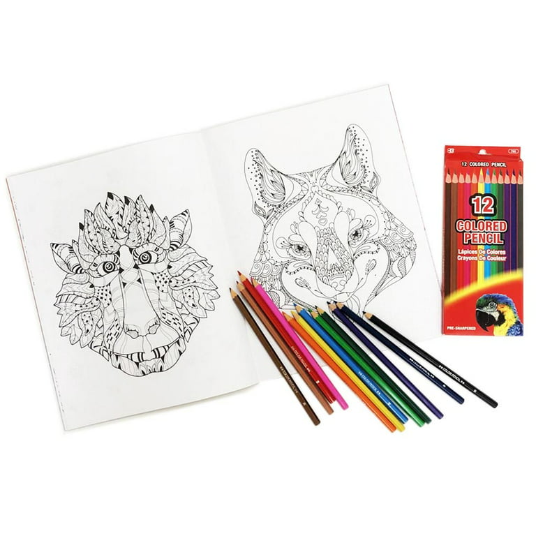 Mandalas Adult Coloring Book Set With 24 Colored Pencils And Pencil Sh –  WoodArtSupply