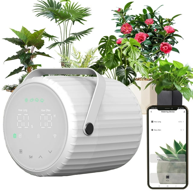 Smart watering device,Waterer 5 And Spray Voice Diy Display Screen App Voice Drip And Plant Pump Diy Drip Led Display 5 Potted Screen Water Kit With Potted App Spray Kit With Led With Plant Waterer