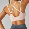 thumbnail image 5 of SMihono 2025 Sports Bra for Women v-Neck Strappy Criss Cross Yoga Bralette Thin Belt Shockproof New Breathable Underwear (Pink L ), 5 of 7