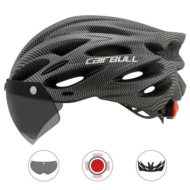 Yeacher Road Mountain bike Riding Helmet Helmet With Lens And Brim Taillight Riding Helmet Riding Equipment