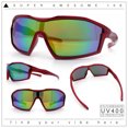thumbnail image 5 of Boys Child Size Wrap Shield Aerodynamic Sport Plastic Sunglasses Red - Rainbow Mirror, 5 of 6