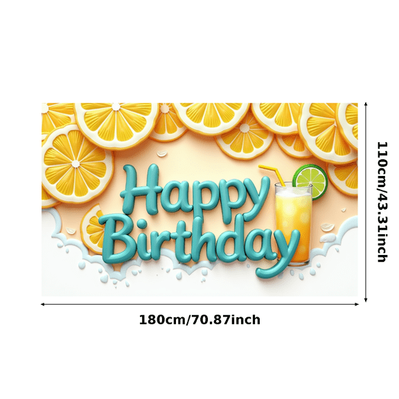 Citrus Fruit Decoration Happy Birthday Banner Lemon Lime Orange Design Celebration Banner for Birthday Party Summer Event Indoor Outdoor
