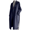 thumbnail image 5 of HTNBO Womens Oversized Long Trench Coat Double Breasted Notch Lapel Wool Blend Coats Windproof Jackets Overcoat with Belt, 5 of 7