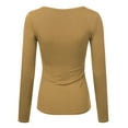 thumbnail image 3 of Doublju Women's Long Sleeve Basic Henley Deep V-Neck Button Placket T-Shirt, 3 of 4