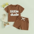 thumbnail image 2 of Okbabeha Toddler Girl Boy Summer Clothes Little Dude Short Sleeve Waffle Shirt Shorts Set Infant Baby Cute Outfits, 2 of 7