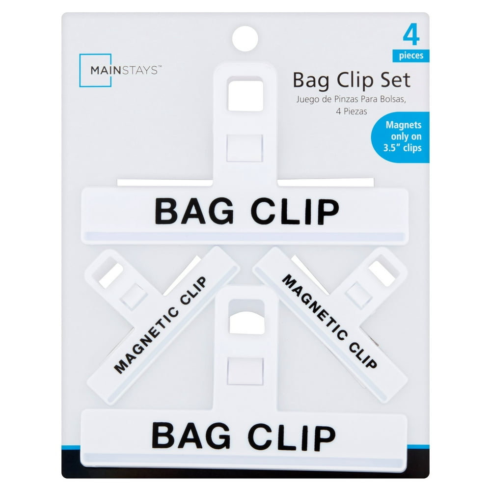 Mainstays Bag Clip, 4 Count, White, Magnetic Backs - Walmart.com ...