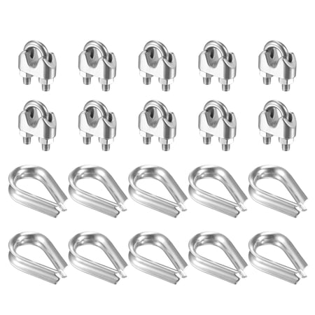 Uxcell M8 Stainless Steel Wire Rope Clip Kit, Included Rope Clamp 10 ...