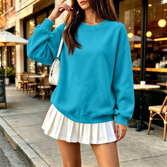Oversized Sweatshirt for Women Fleece Crewneck Sweatshirts Fall Mama Sweatshirt Plus Size Casual Pullover Sweaters