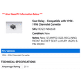 thumbnail image 2 of Seat Relay - Compatible with 1994 - 1996 Chevy Corvette 1995, 2 of 2
