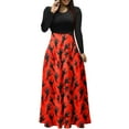 thumbnail image 2 of FDGIU Halloween Costumes Women's Fashion Printed Long Sleeve Round Neck Pullover Patchwork Dress Womens Dress Long Lantern Sleeve, 2 of 5