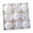 thumbnail image 3 of Juego de 9 piezas de adornos de bolas navideñas, bolas navideñas de 3,15 pulgadas para reuniones festivas Blanco, 3 of 9