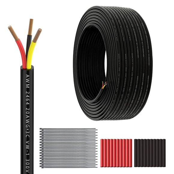 Cable eléctrico Gerilik, calibre 20, 3 conductores, 30 m UL2464