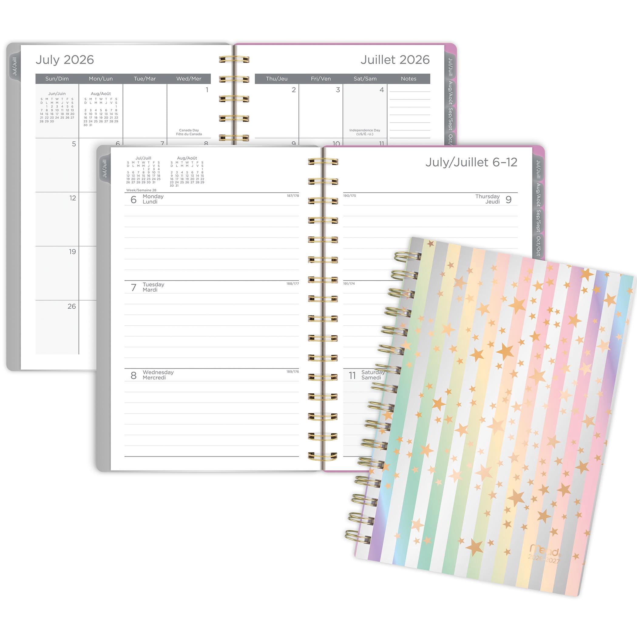 2026-2027 Mead Fun Stripes Small Weekly and Monthly Academic Year Planner