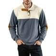 thumbnail image 1 of pstuiky camisas de manga larga para hombre, Chaqueta informal de color liso con botones y cuello alto para hombre, elegante sudadera con capucha y bloques de color tops de invierno para hombre xxxl, 1 of 3