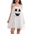 thumbnail image 1 of Gupgi Robe Ghost Cosplay Halloween pour Femmes Robe Courte en Maille Blanche Robe Babydoll Sans Bretelles, 1 of 9