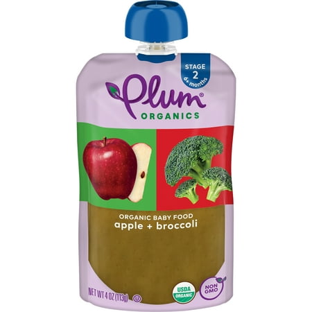 Plum Organics Stage 2 Broccoli & Apple Organic Baby Food 4 oz. Pouch