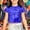 bleu, variante sur T-shirt à Manches Courtes Extensible Brillant de Performance pour Filles Garçons Jeunes Chorale Tenue de Scène Coupe Confortable Haut Uni