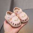 thumbnail image 6 of LIIPEE Baby Girls Sandals Kids Casual Summer Flower Embroidered Crib Shoes Fashion Hollow Out Hook And Loop First Walkers Prewalkers Footwear,9-12 Months, 6 of 9