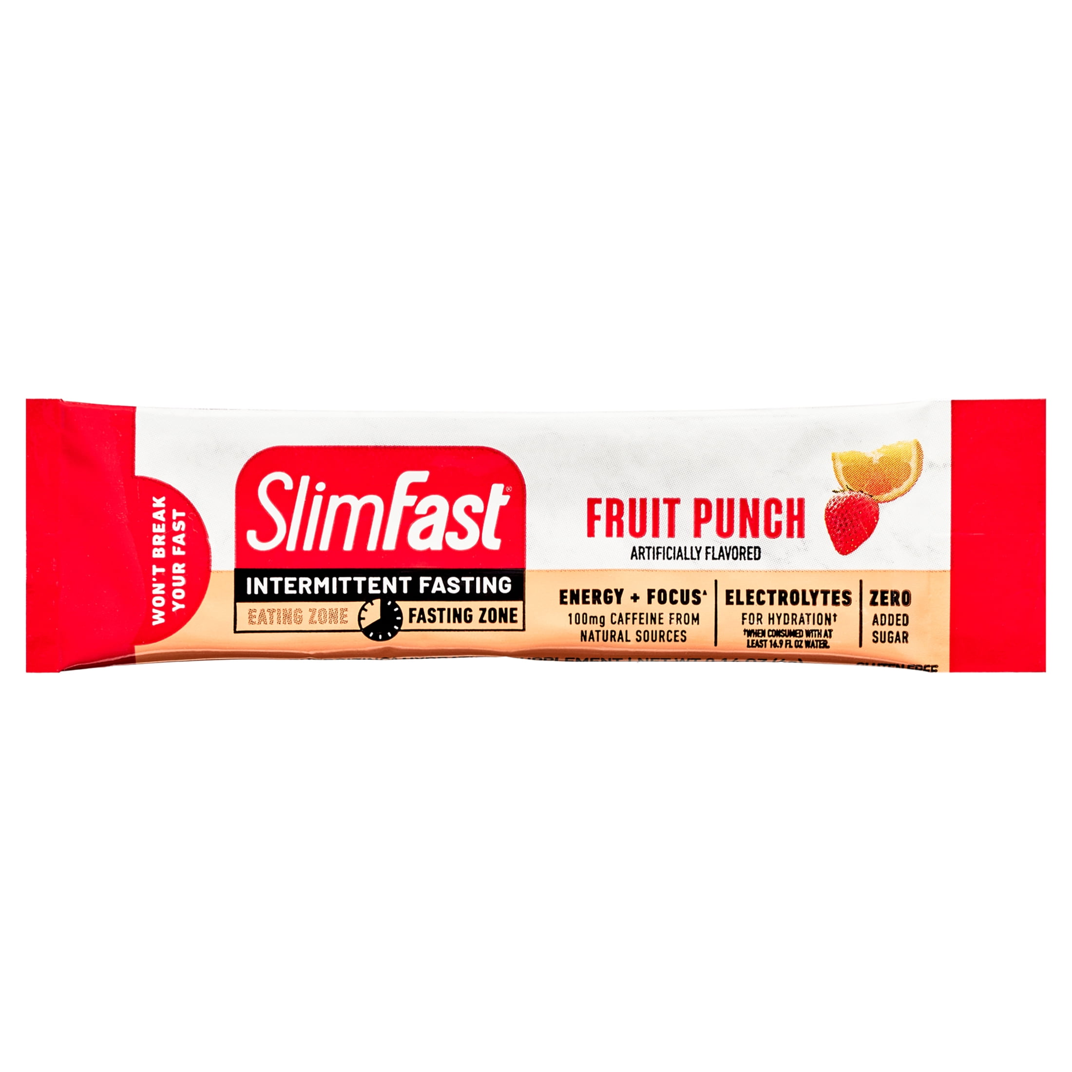 SlimFast, Intermittent Fasting Energizing Hydration Drink Mix, Fruit Punch, 12 Servings
