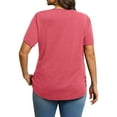 thumbnail image 5 of MOSHU Scoop Neck T-shirts for Women Short Sleeve Plus Size Tops Curved Hem Womens Shirts, 5 of 10