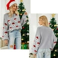 thumbnail image 6 of Christmas Sweater Women Cute Cartoon Santa Print Knit Sweater Winter Tops, 6 of 10