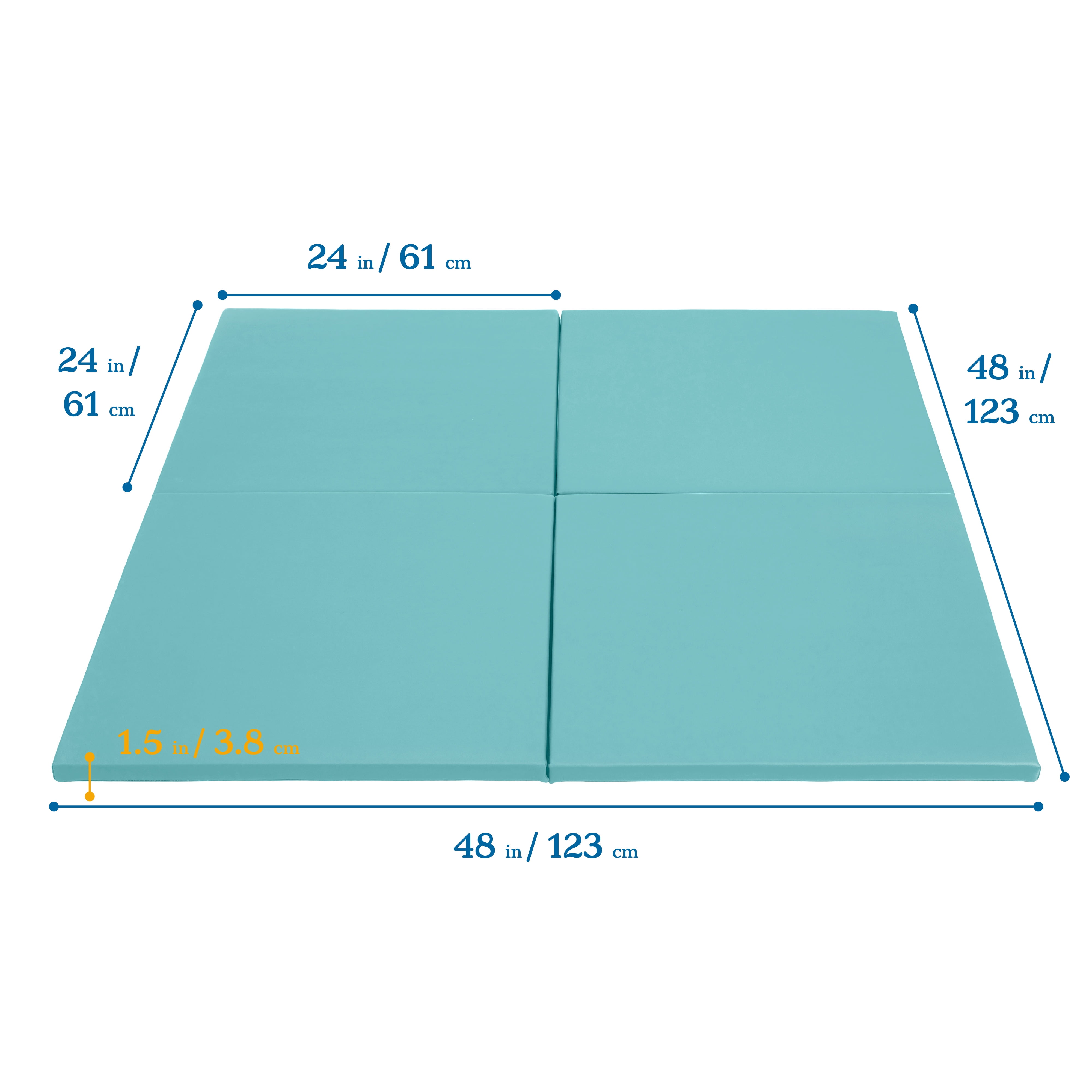 ECR4Kids SoftZone Play Patch Activity Mat Squares, Modular Playmat, Seafoam, 4-Pack