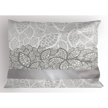 Silver Pillow Sham Lace Inspired Flower Motifs Bridal Composition