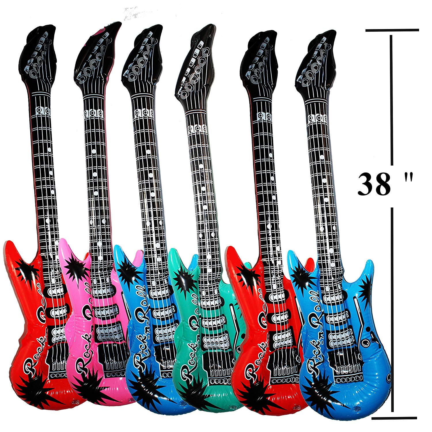 24 INFLATABLE MICROPHONES Party Favor Rock Free Shipping 48 INFLATABLE GUITARS