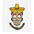 thumbnail image 3 of Ambesonne Day of Dead Shower Curtain, Skull with Sombrero, 69"Wx84"L, Yellow White Ivory, 3 of 5