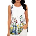 thumbnail image 2 of JTZGDY Flowy Tank Tops for Women Trendy Floral Printed Summer Sleeveless Scoop Neck Ruched Pleated Loose Fit Cozy Tunic Blouse Dressy Peplum Top, 2 of 7