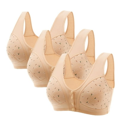 HCURIBAD Clearance! Bras for Women  Push up Bra 3 Pcs Womens Plus Size Non-marking Comfort Front Opening Clasp Bra Cotton Bra  Supportive Bras for Women  Deep V Bra 3PCS underwear Navy 3XL