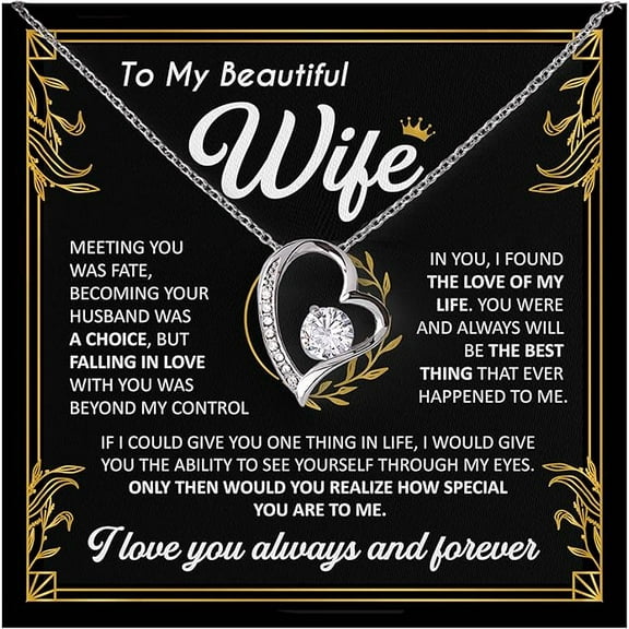 Christmas Gifts For Wife, To My Wife Necklace From Husband, Soulmate Necklace For Women, Wife Birthday Gifts From Husband, Mothers Day & Anniversary Jewelry Present, Valentine Gift Ideas For Wife