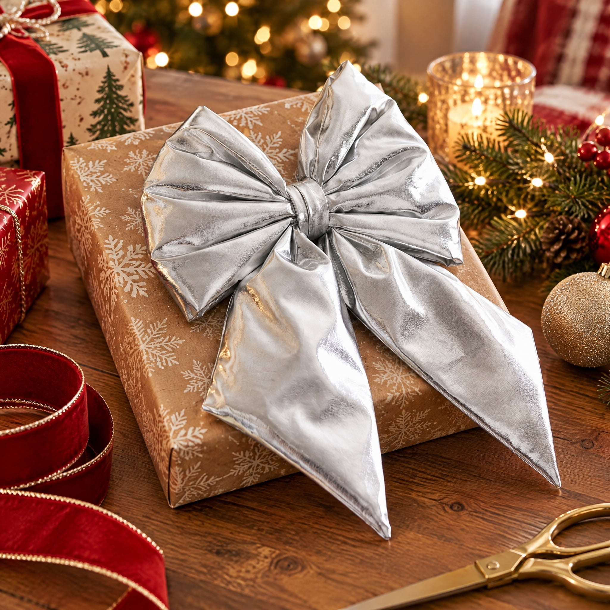 Silver Decorative Christmas Bow, 13.5", by Holiday Time