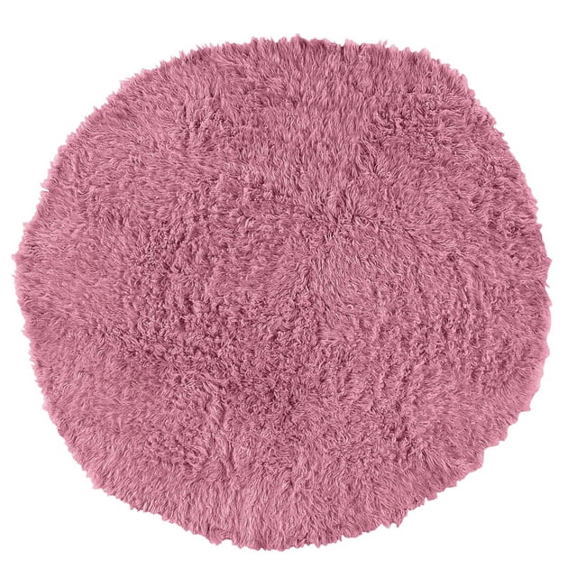 Linon New Flokati Hand Woven Wool 8'R Rug in Lilac Purple